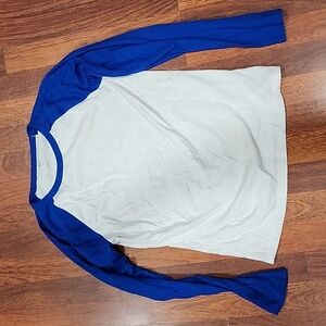 GAP Kids Boys XXL Colorblock White Blue Raglan Baseball Tee T-shirt Long Sleeves